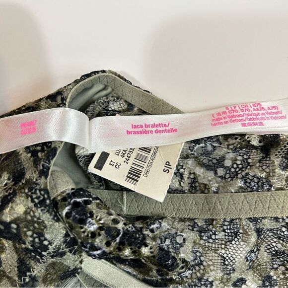 PINK Victorias Secret Small Green Camo Unlined Lace Bralette - Picture 7 of 7